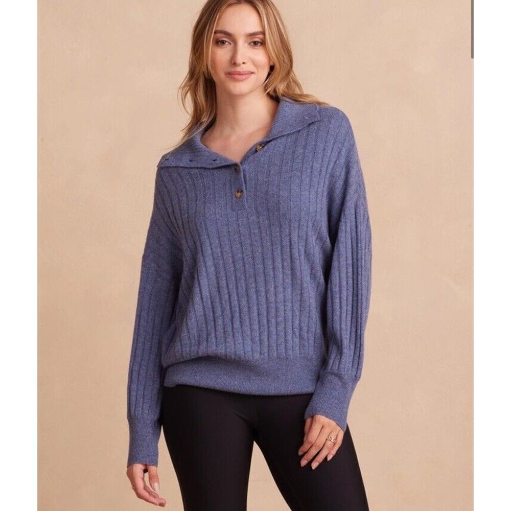 Summersalt Size S The Coziest Cashmere Merino‎ Wool Blend Ribbed Sweater Blue